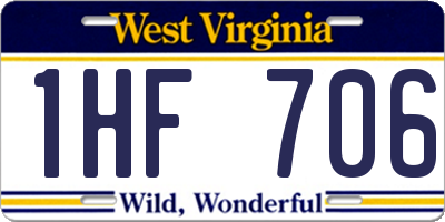 WV license plate 1HF706