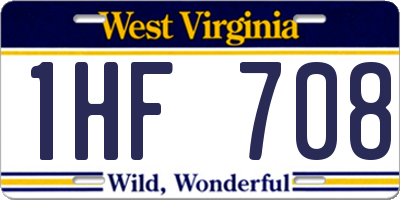 WV license plate 1HF708
