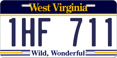 WV license plate 1HF711