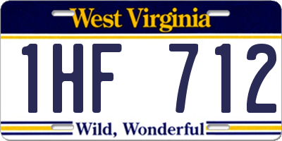 WV license plate 1HF712