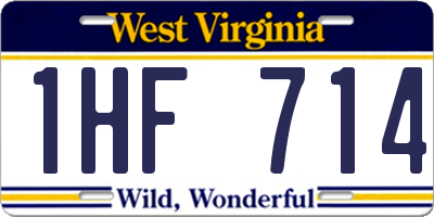 WV license plate 1HF714
