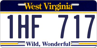 WV license plate 1HF717