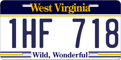 WV license plate 1HF718