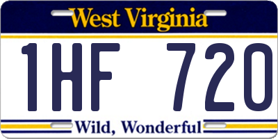 WV license plate 1HF720