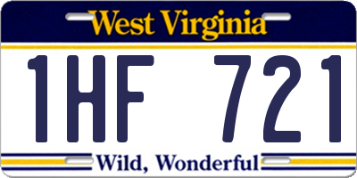 WV license plate 1HF721