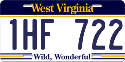 WV license plate 1HF722