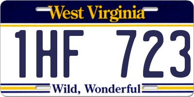 WV license plate 1HF723