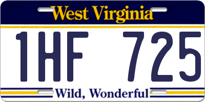 WV license plate 1HF725