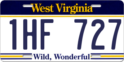 WV license plate 1HF727