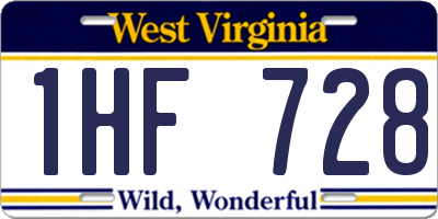WV license plate 1HF728