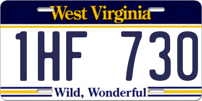 WV license plate 1HF730