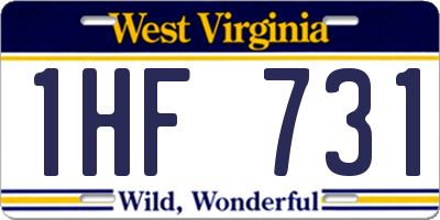 WV license plate 1HF731