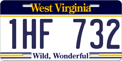 WV license plate 1HF732