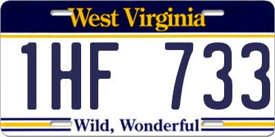 WV license plate 1HF733