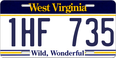 WV license plate 1HF735