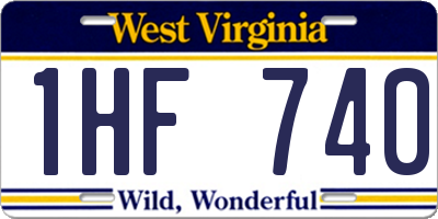 WV license plate 1HF740