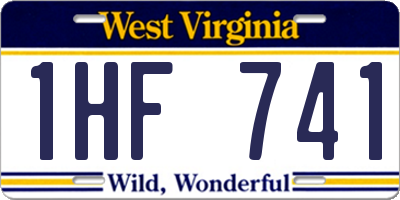 WV license plate 1HF741