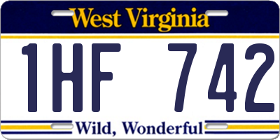 WV license plate 1HF742
