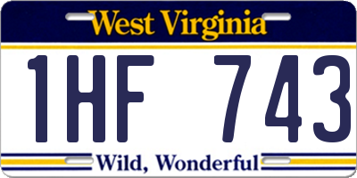 WV license plate 1HF743