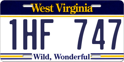 WV license plate 1HF747