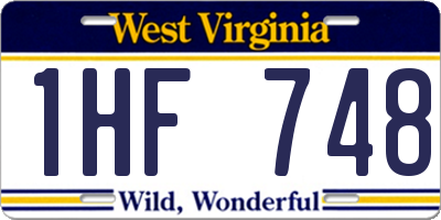 WV license plate 1HF748