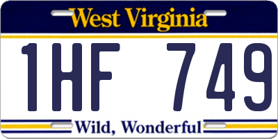 WV license plate 1HF749