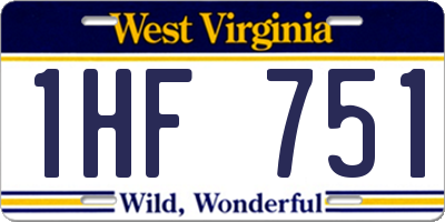 WV license plate 1HF751