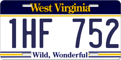WV license plate 1HF752