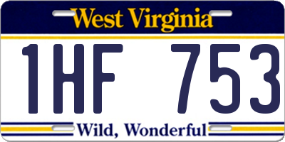 WV license plate 1HF753