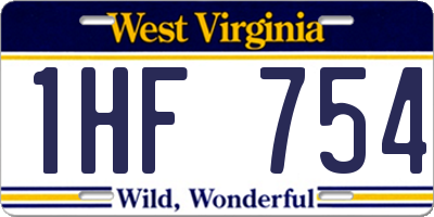 WV license plate 1HF754