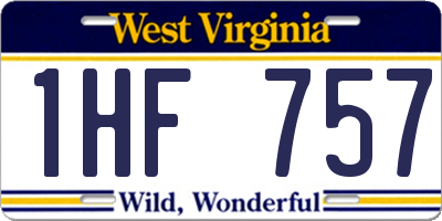 WV license plate 1HF757