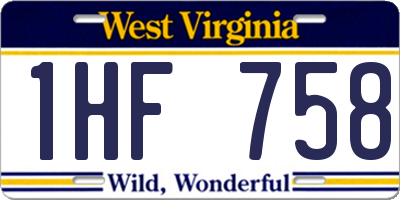 WV license plate 1HF758