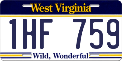 WV license plate 1HF759