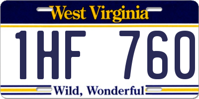 WV license plate 1HF760