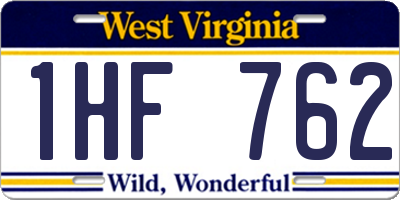 WV license plate 1HF762