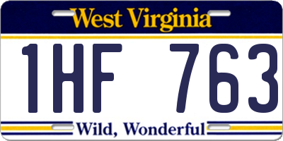 WV license plate 1HF763