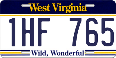 WV license plate 1HF765