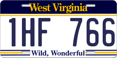 WV license plate 1HF766