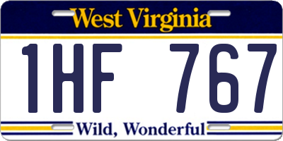 WV license plate 1HF767