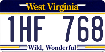 WV license plate 1HF768