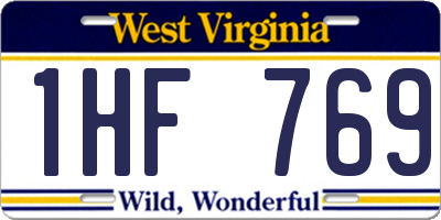 WV license plate 1HF769