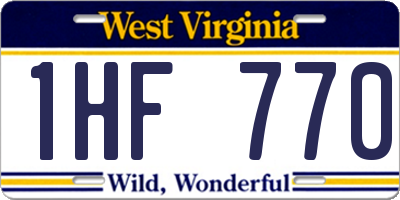 WV license plate 1HF770