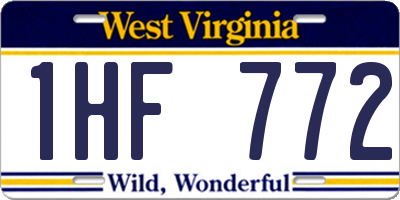 WV license plate 1HF772