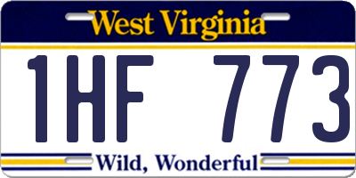 WV license plate 1HF773