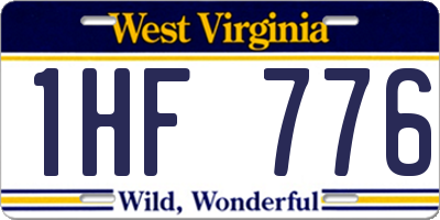 WV license plate 1HF776