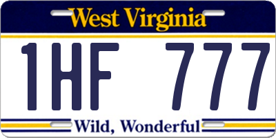 WV license plate 1HF777