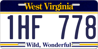 WV license plate 1HF778