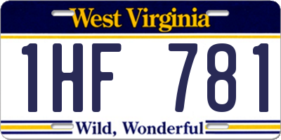 WV license plate 1HF781