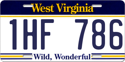 WV license plate 1HF786