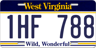 WV license plate 1HF788